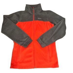 Columbia Youth Steens Mountain II Fleece Jacket Zip Gray Orange Boys Size Large